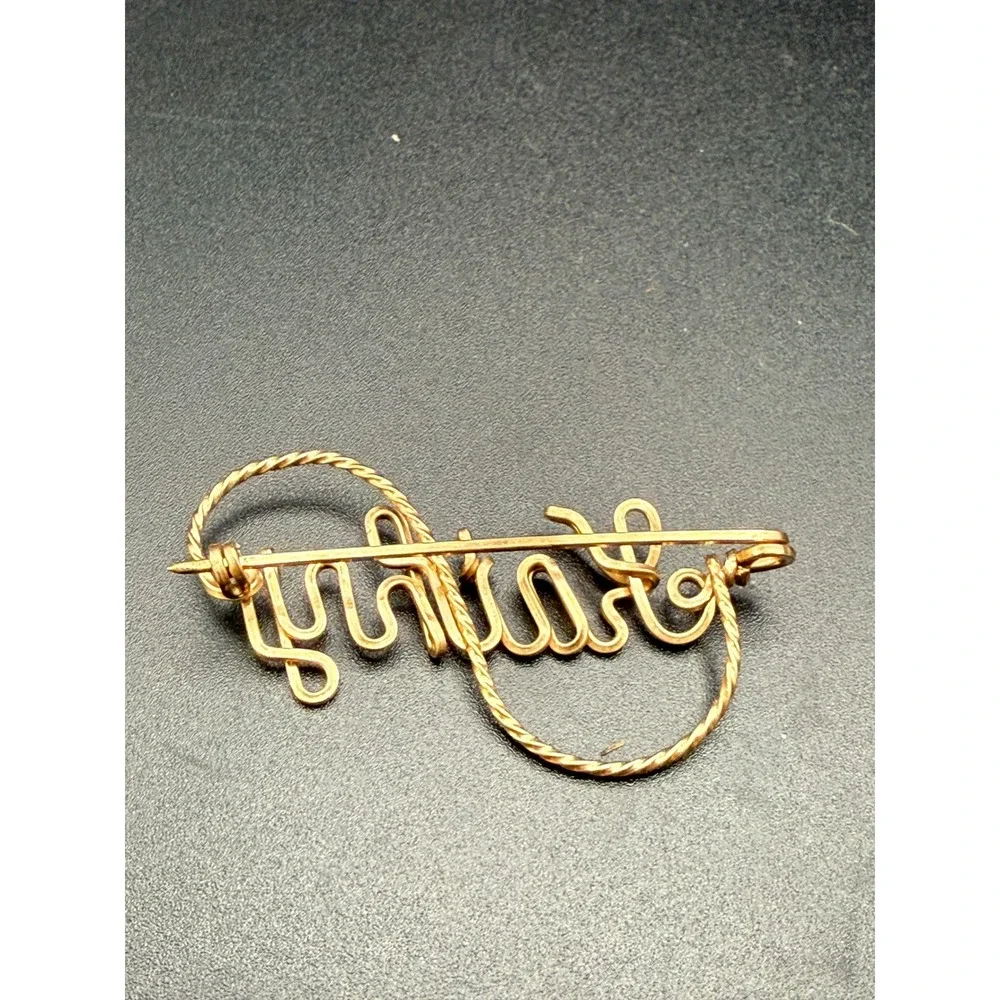 Vintage Kathy Name Brooch Gold Tone Wire Script Personalized Pin 2 Inch